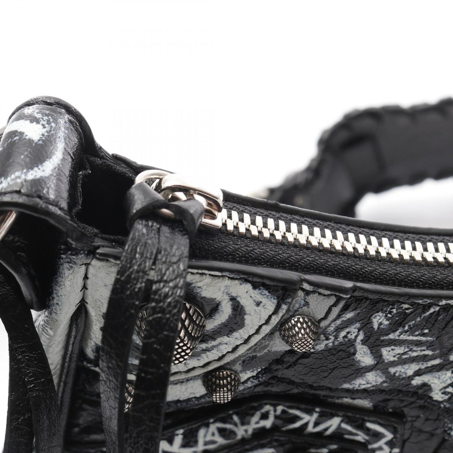 BALENCIAGA Le Cagole XS Shoulder Bag in Black/White Leather