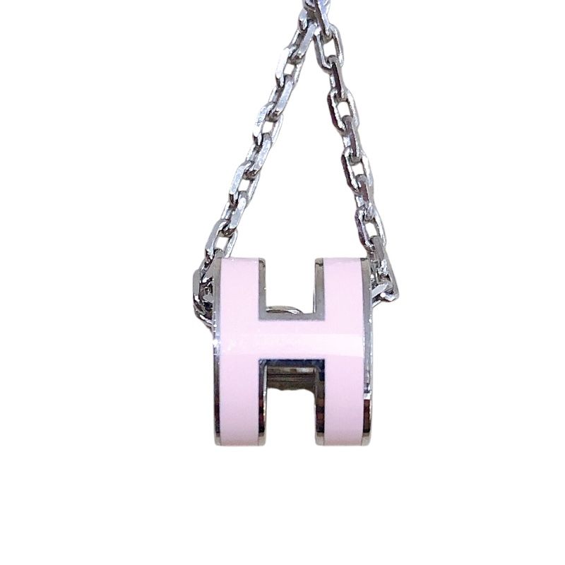 HERMES Pop Ash Mini Necklace in Pink with Silver Hardware