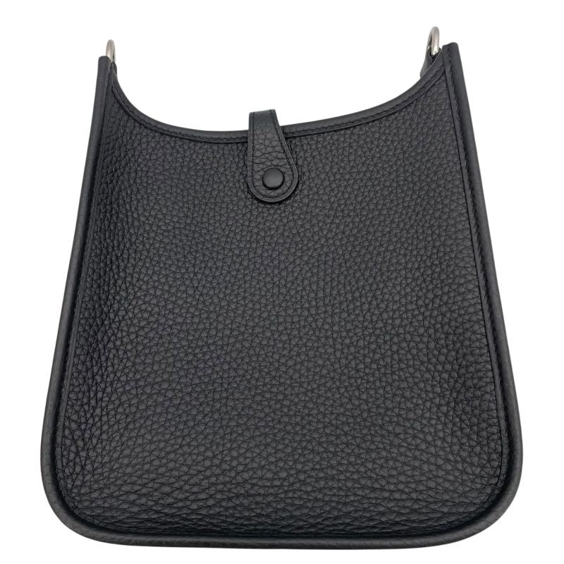 HERMES Evelyne TPM Black Togo Leather Shoulder Bag with Silver Hardware