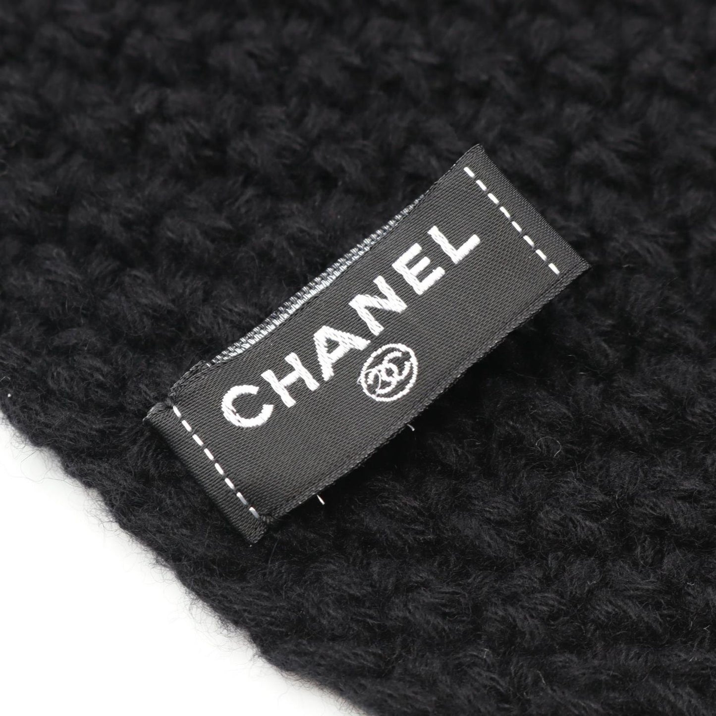 CHANEL Coco Mark Cashmere Scarf in Black - Timeless Elegance