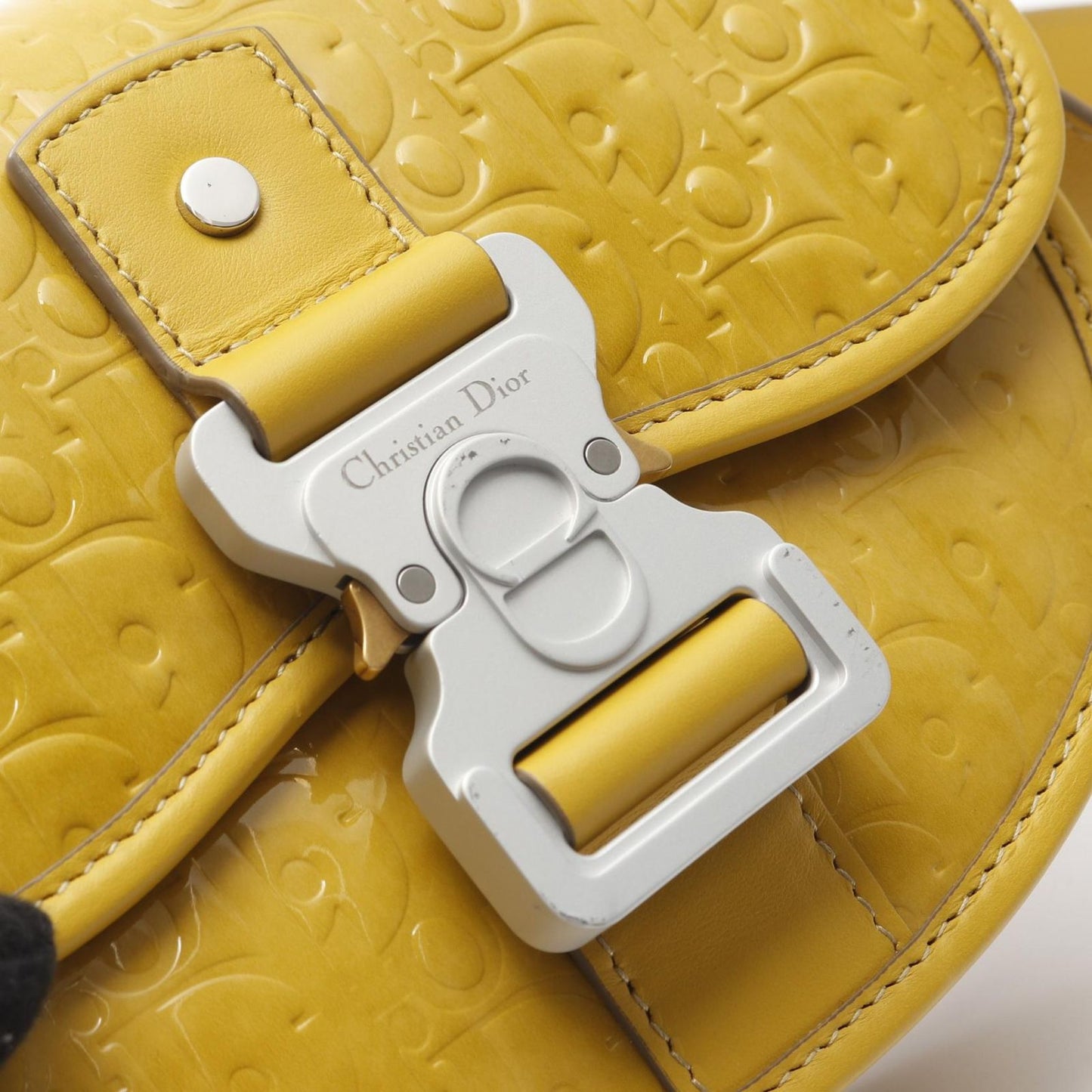 Dior GALLOP Oblique Yellow Patent Leather Shoulder Bag