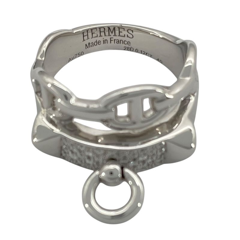 HERMES Collier de Chien Ring in K18 White Gold with Diamonds
