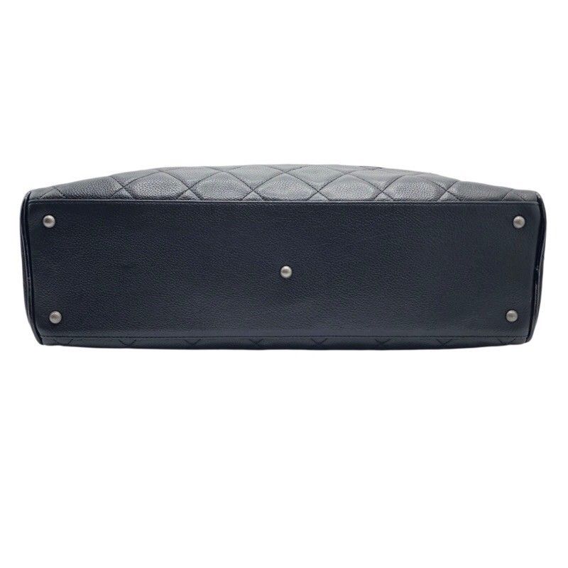 CHANEL Logo Small Boston Bag in Soft Caviar & Patent Leather