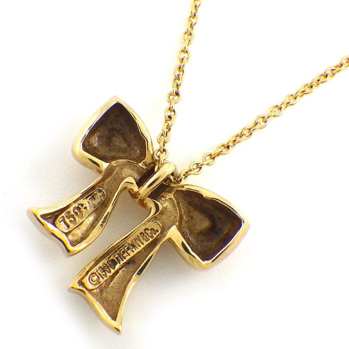 Tiffany & Co. Bow Ribbon Motif Necklace in K18 Yellow Gold