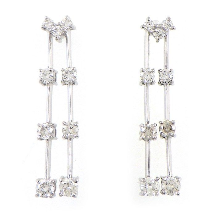 Heart Motif Diamond Drop Earrings in K18 White Gold - 0.93ct
