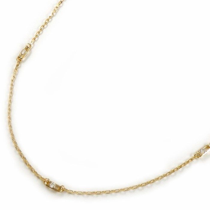 Elegant 5-Motif Diamond Necklace in K18 Yellow Gold