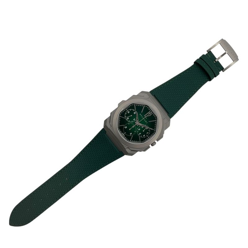 BVLGARI Octo Finissimo Chronograph GMT 103890 Green Titanium Watch