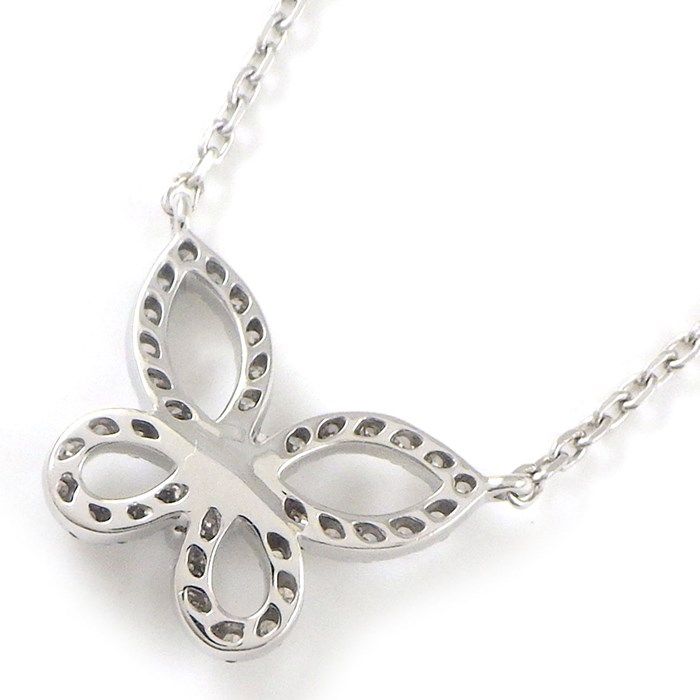 Graff Mini Butterfly Silhouette Necklace in K18WG with Diamonds