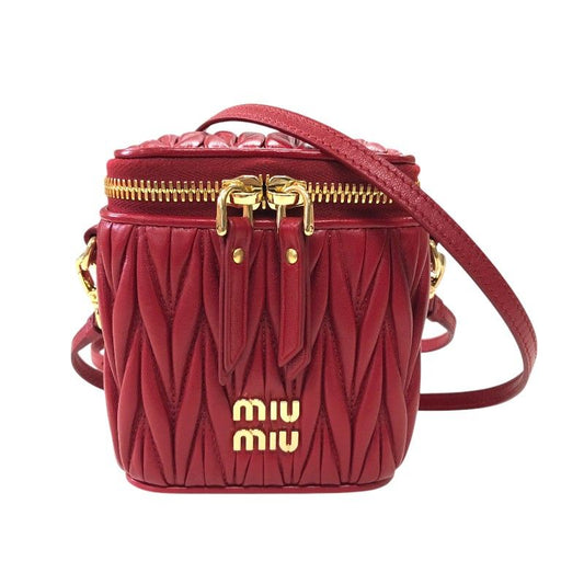 Miu Miu Matelassé Leather Micro Bag - Red with Gold Hardware