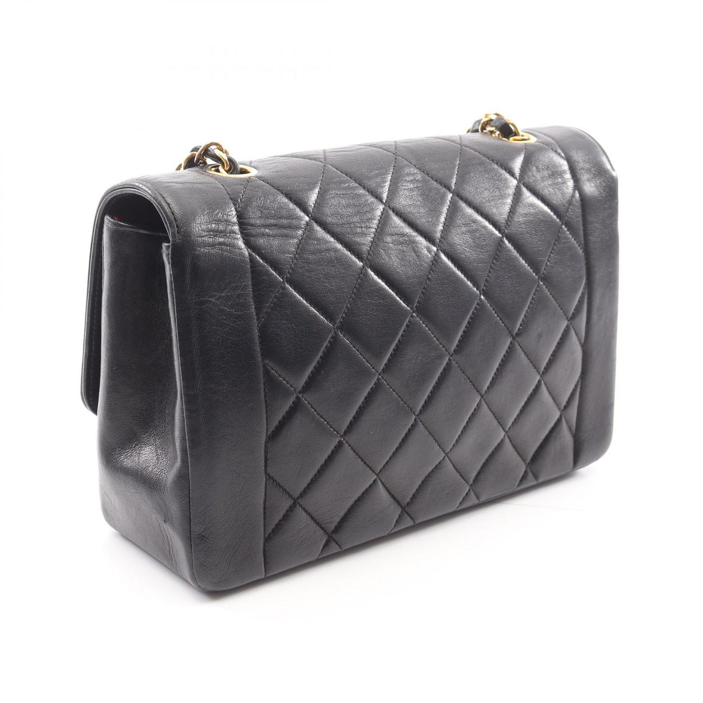 CHANEL Matelassé Diana Flap Shoulder Bag in Black Lambskin