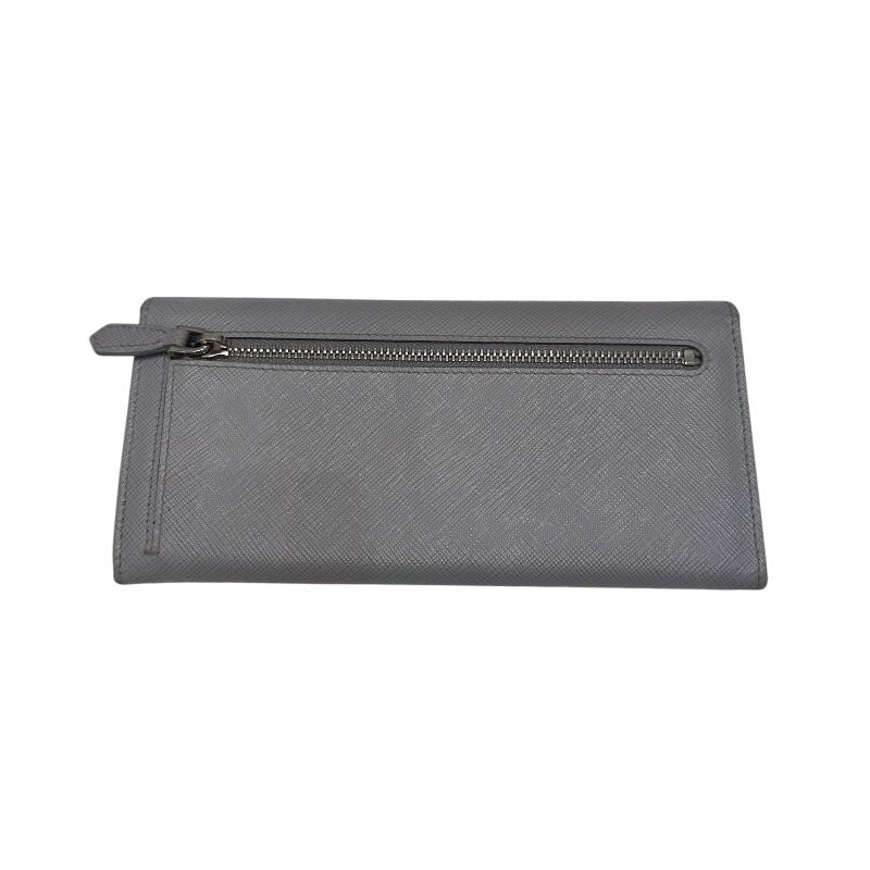 PRADA Grey Saffiano Leather Long Wallet for Women