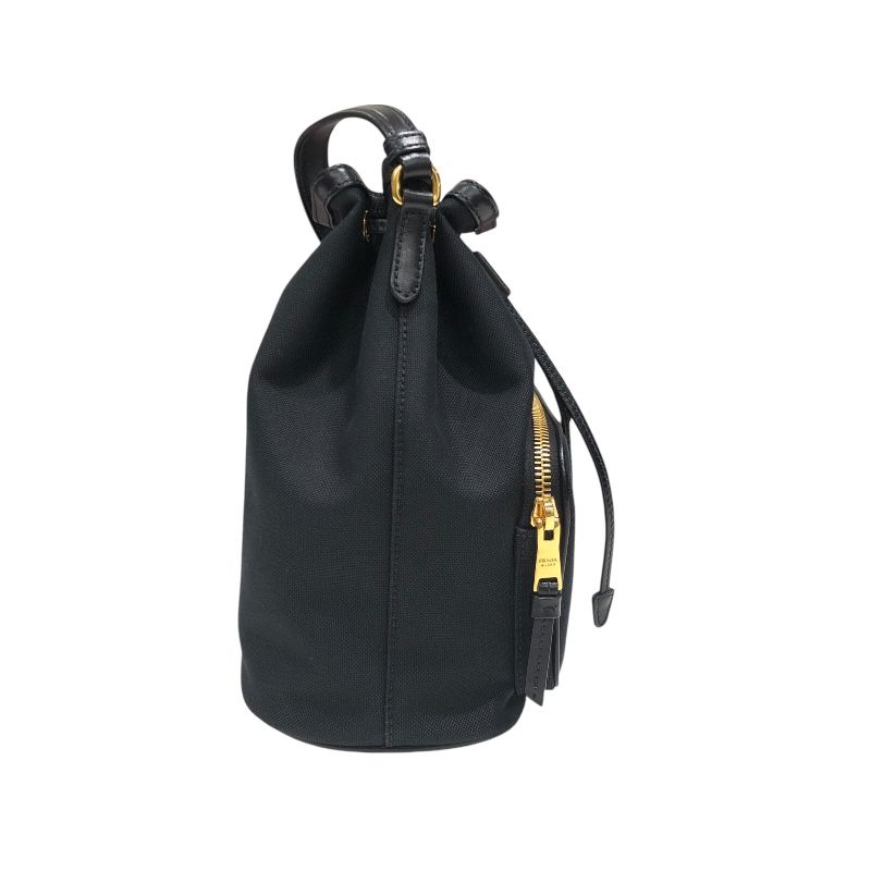 PRADA Duet Bucket Bag 1BH038 in Black Nylon Jacquard