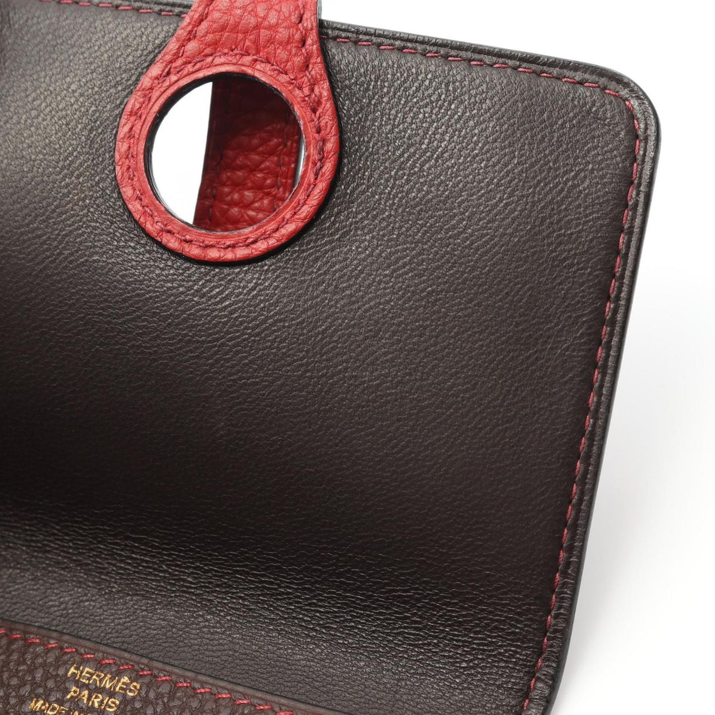 HERMES Dogon Card Case in Chocolate & Rouge Garance - Exquisite Craftsmanship