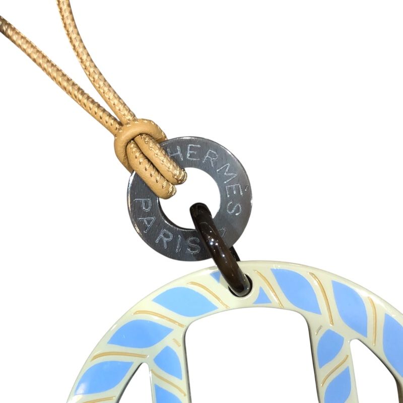 HERMES H Équipe Pendant in Beige & Light Blue Buffalo Horn