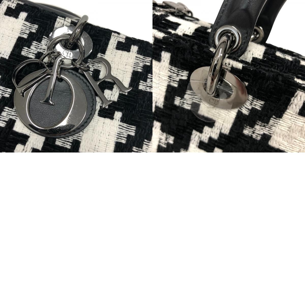 Christian Dior Lady D-Joy Medium Handbag in Black/White Tweed