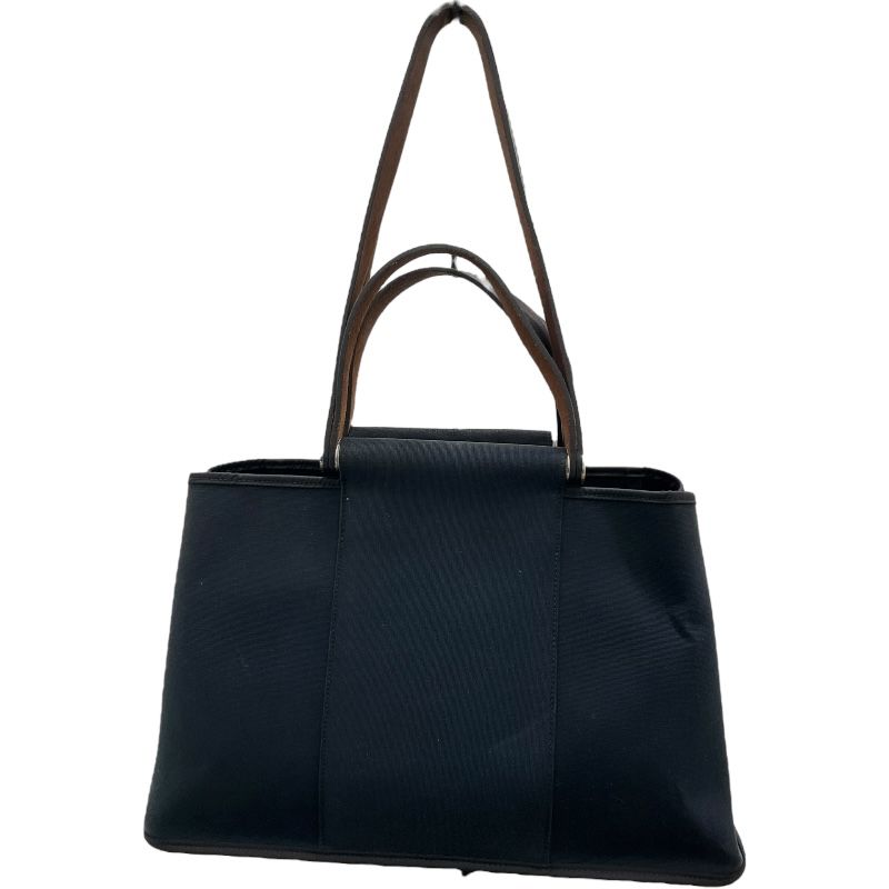 HERMES Cabas Élan Navy Canvas & Leather Unisex Handbag