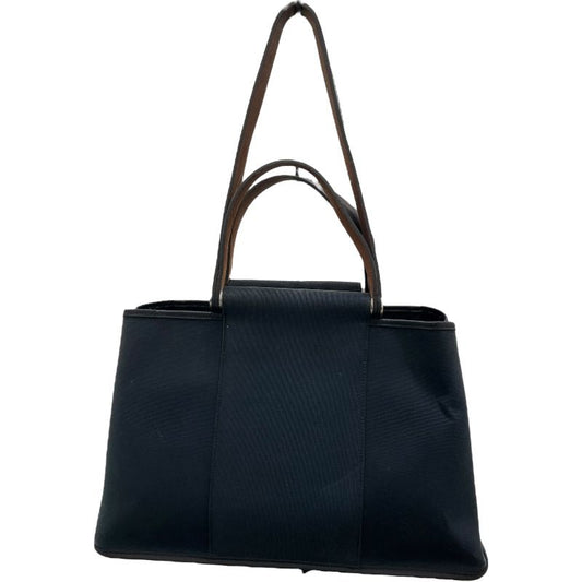 HERMES Cabas Élan Navy Canvas & Leather Unisex Handbag