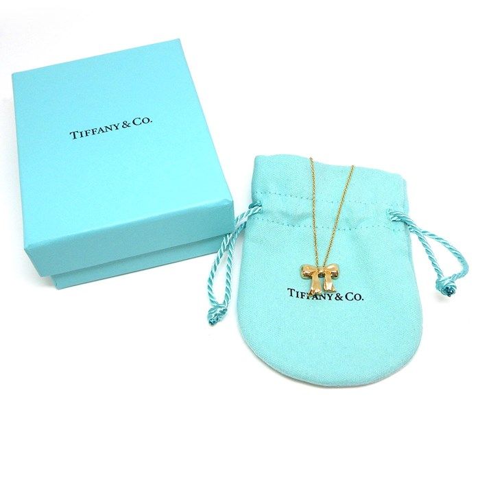 Tiffany & Co. Bow Ribbon Motif Necklace in K18 Yellow Gold