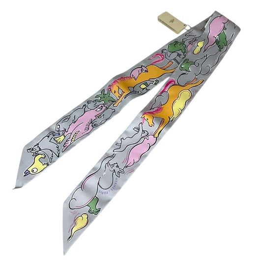 HERMES Twilly Multicolor 100% Silk Scarf for Women