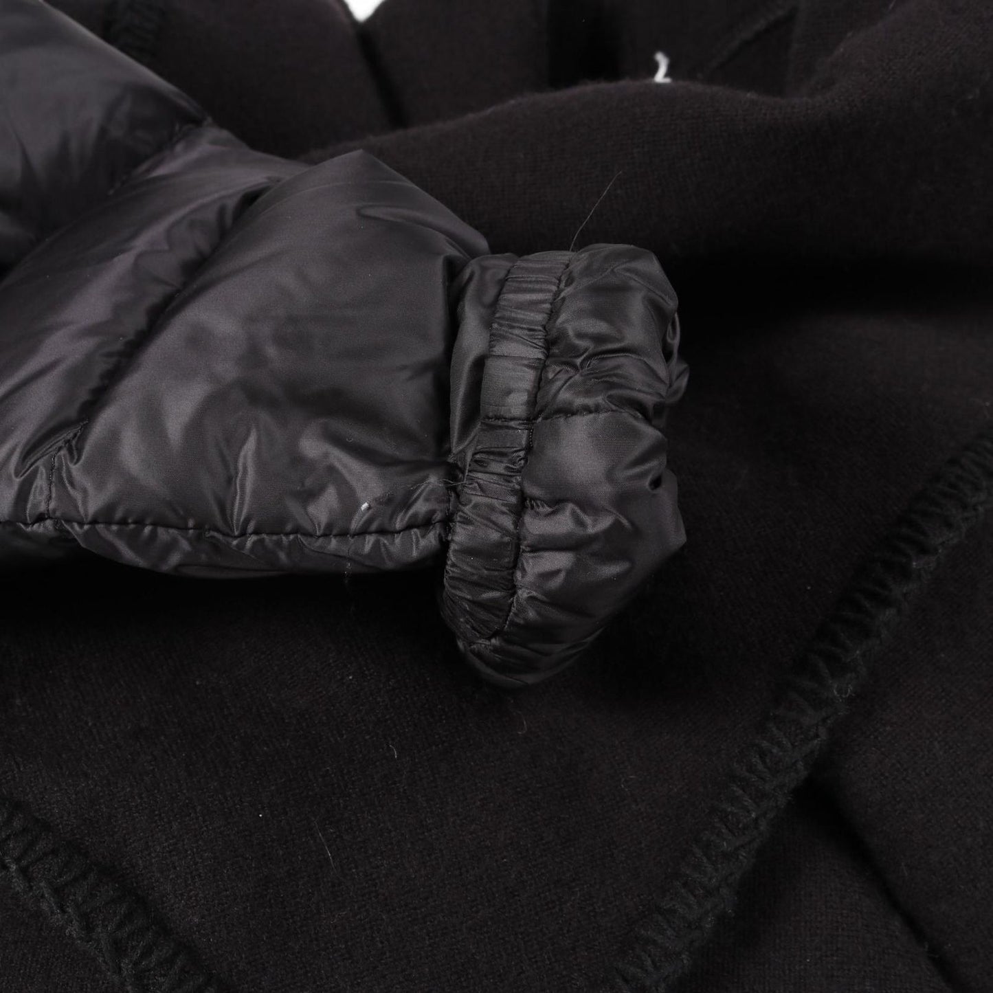 MONCLER Black Wool-Nylon Cape - Timeless Elegance