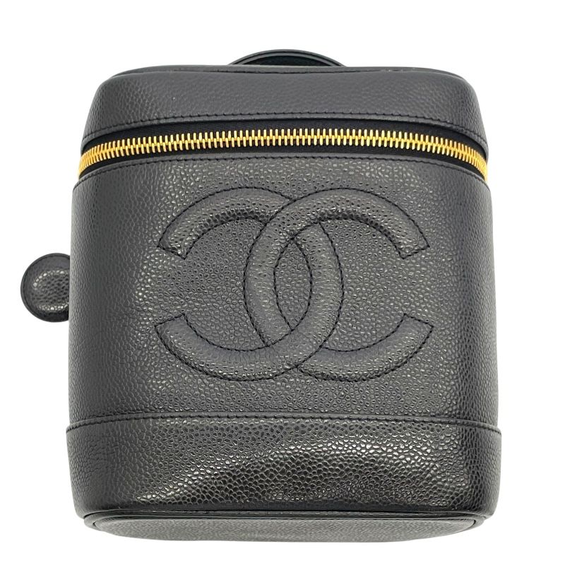 CHANEL Coco Mark Vanity Bag A01998 in Black Caviar Leather