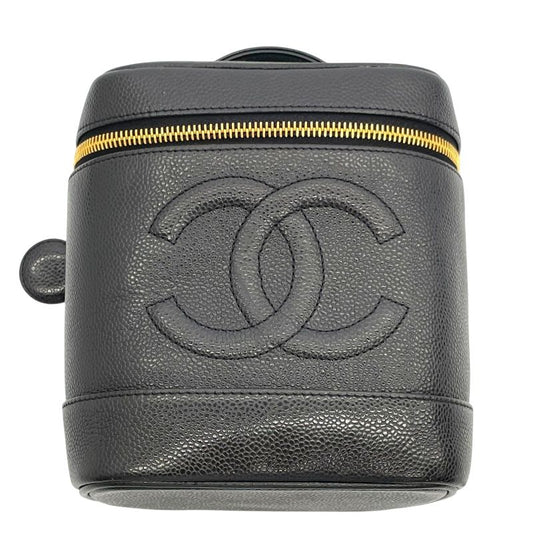 CHANEL Coco Mark Vanity Bag A01998 in Black Caviar Leather