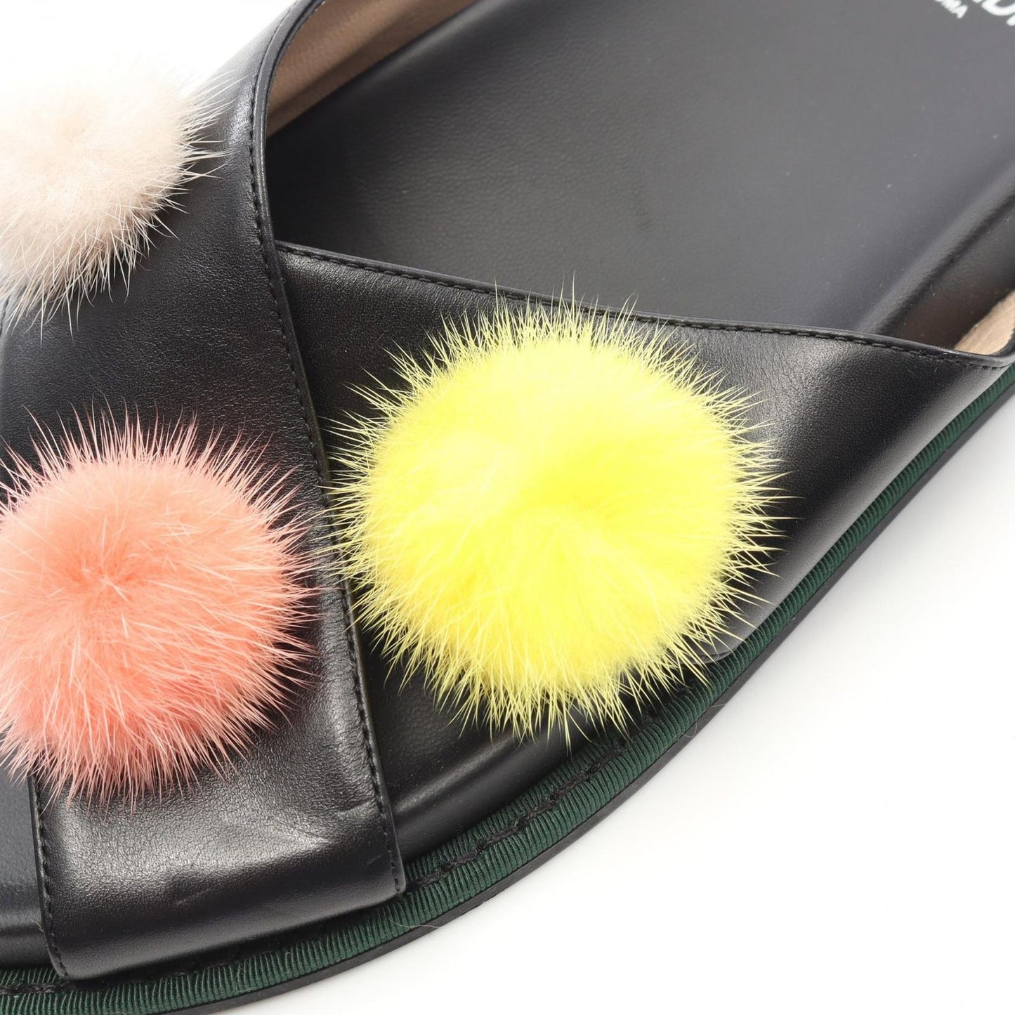 FENDI Leather & Fur Sandals - Elegant Black & Multicolor Design