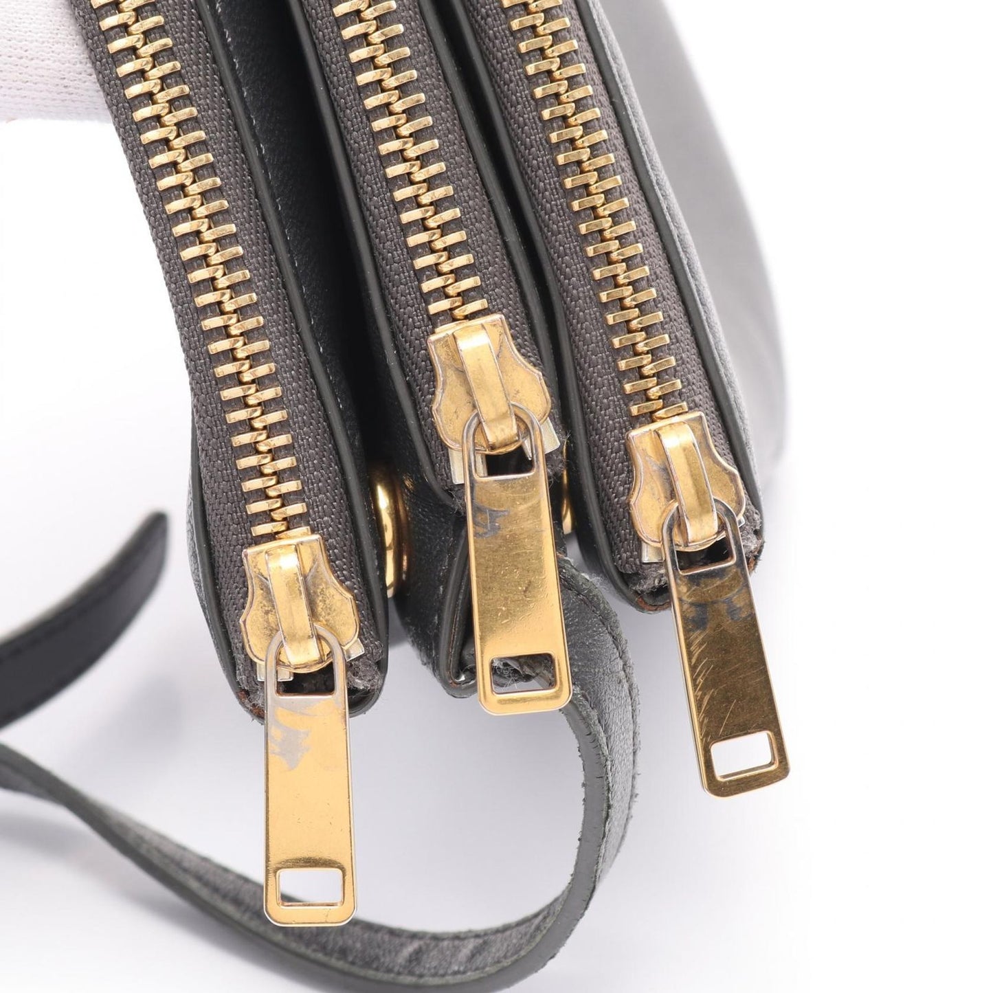 CELINE Trio Small Shoulder Bag in Dark Grey Leather