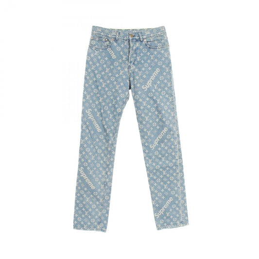 LOUIS VUITTON × Supreme Monogram Jacquard Denim Pants - Blue