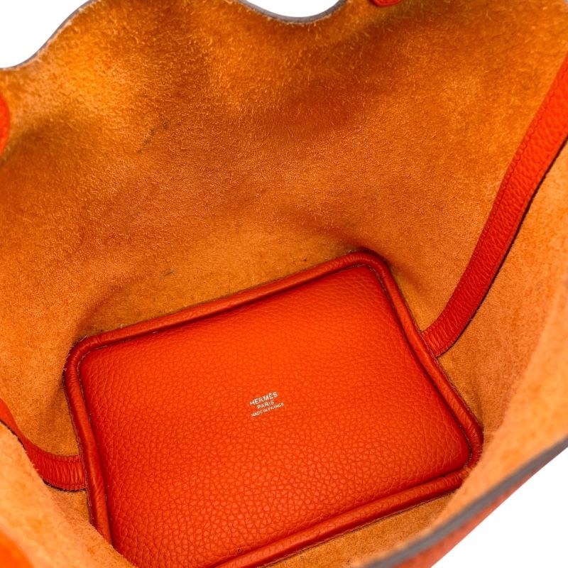 HERMES Picotin Lock PM in Orange Poppy with Silver Hardware