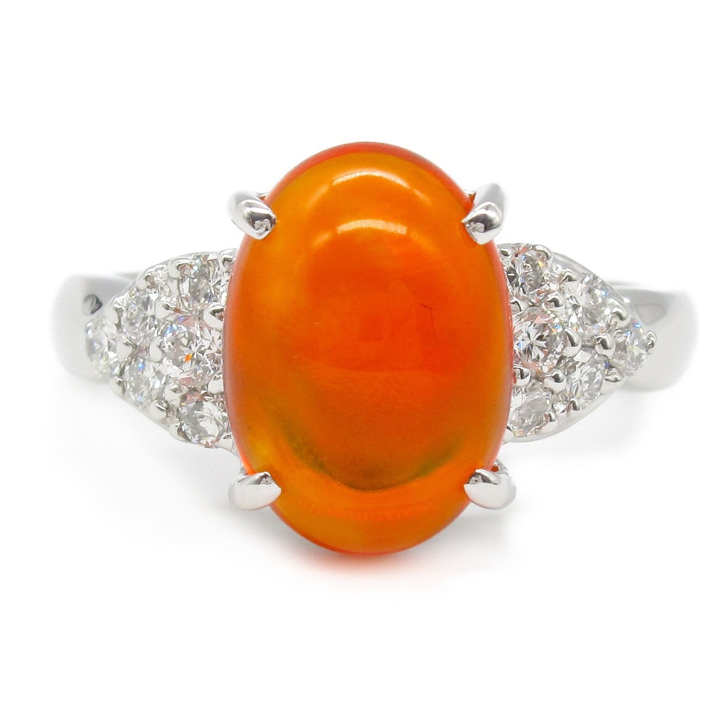 Exquisite Fire Opal & Diamond Ring in Platinum - #12