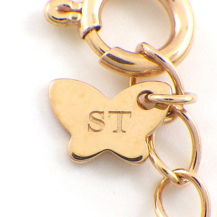 Samantha Tiara Flower Letters Initial Y Necklace in K18 Pink Gold