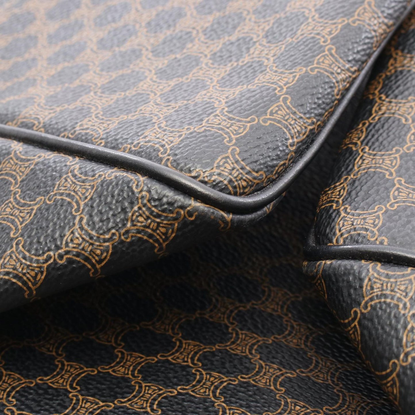 CELINE Macadam Boston Bag in Black PVC Coated Canvas