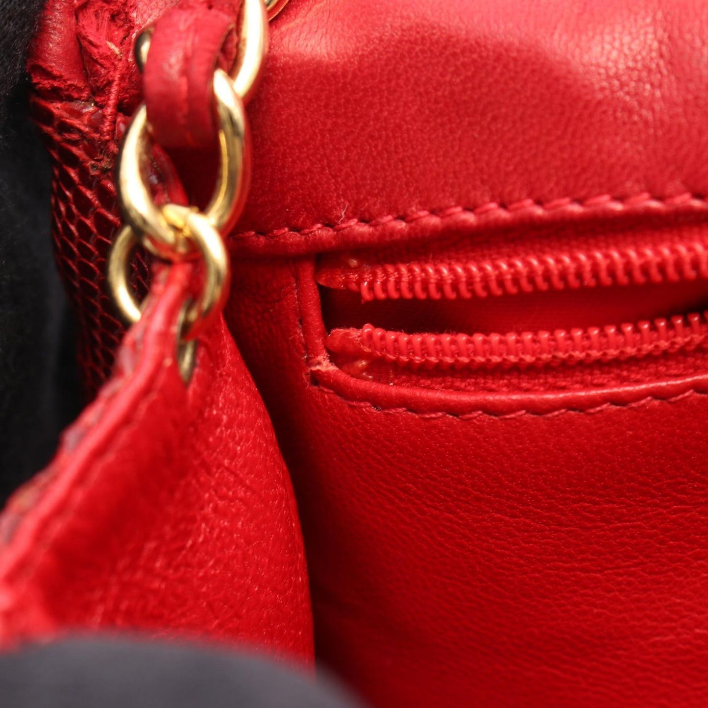 CHANEL Coco Mark Mini Chain Shoulder Bag in Exotic Red Leather