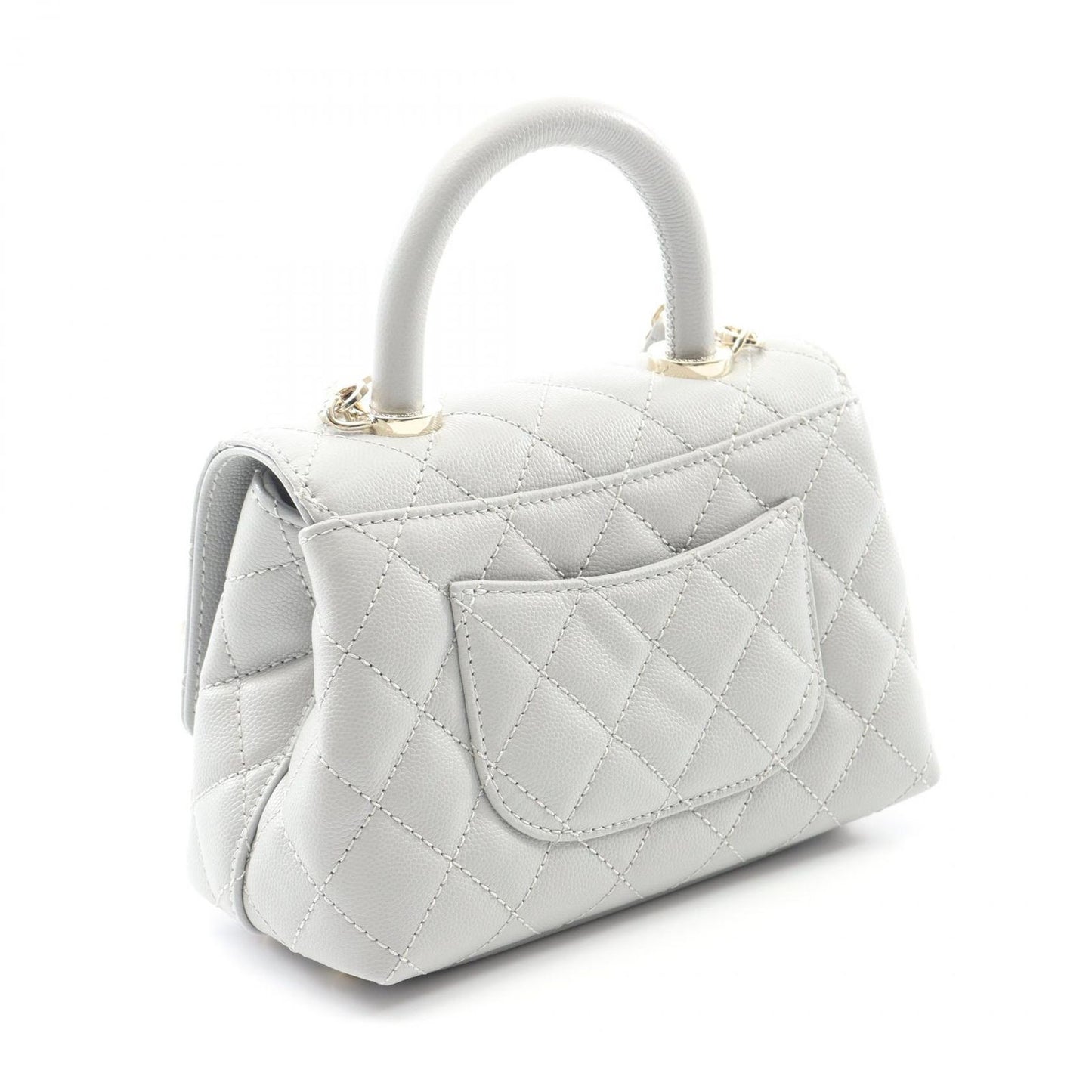 CHANEL Coco Handle XXS Handbag in Light Gray Caviar Leather