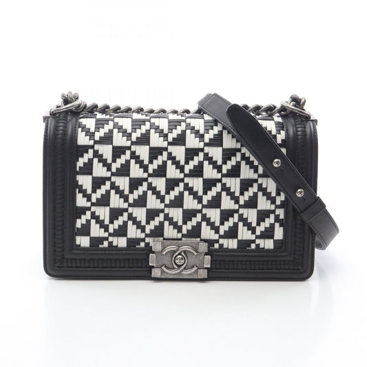 CHANEL Boy Bag in Black & White Lambskin - Timeless Elegance