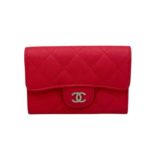 CHANEL Classic Flap Card Case in Red Caviar Leather - AP0214