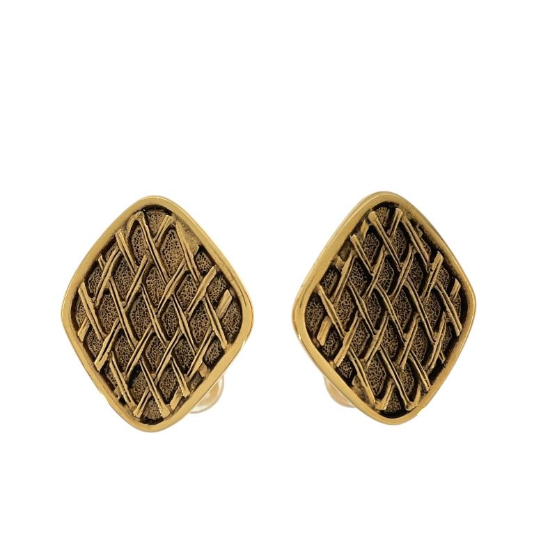 CHANEL Matelassé Gold Metal Earrings - Timeless Elegance