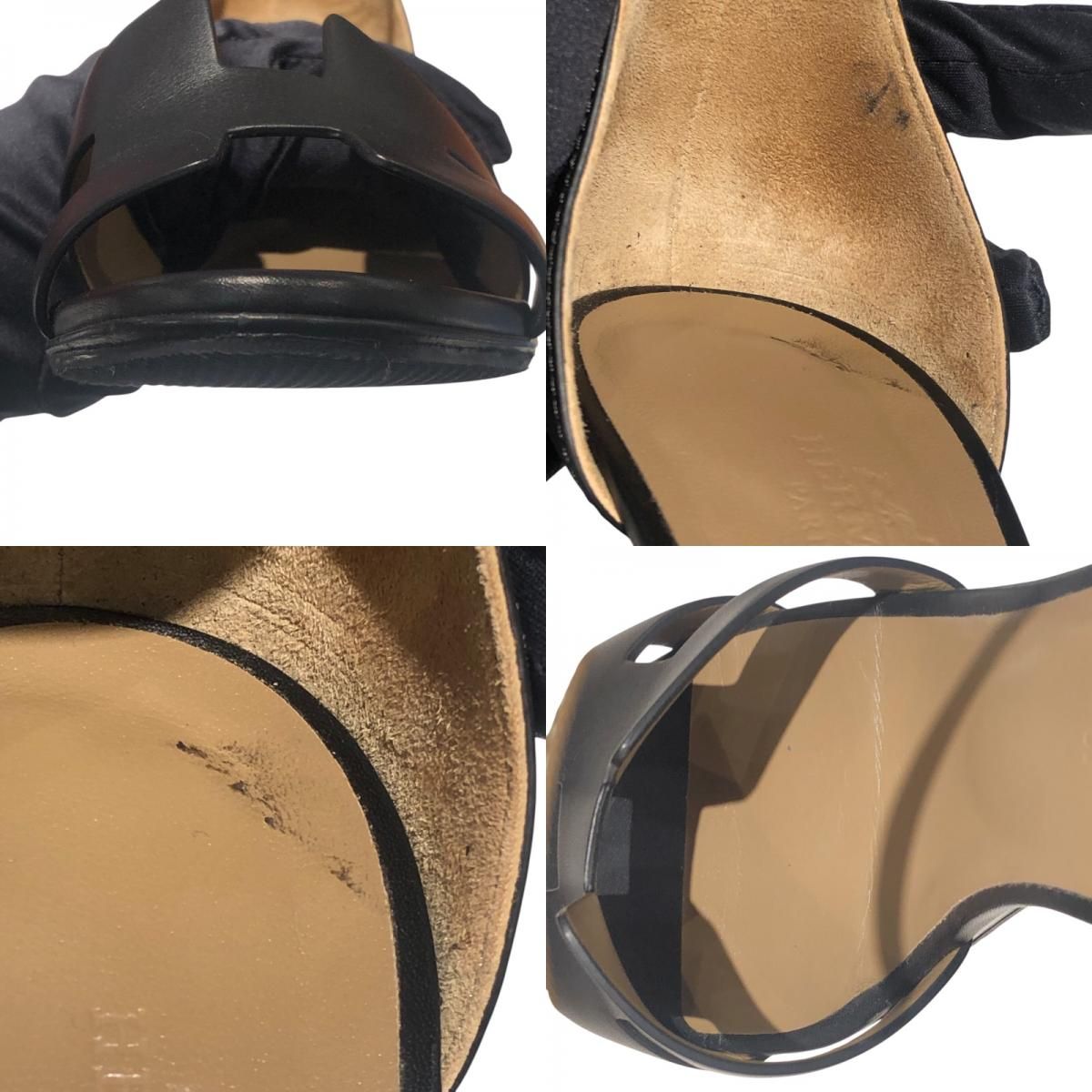 HERMES Legend Heel Sandals in Black Leather - Timeless Elegance