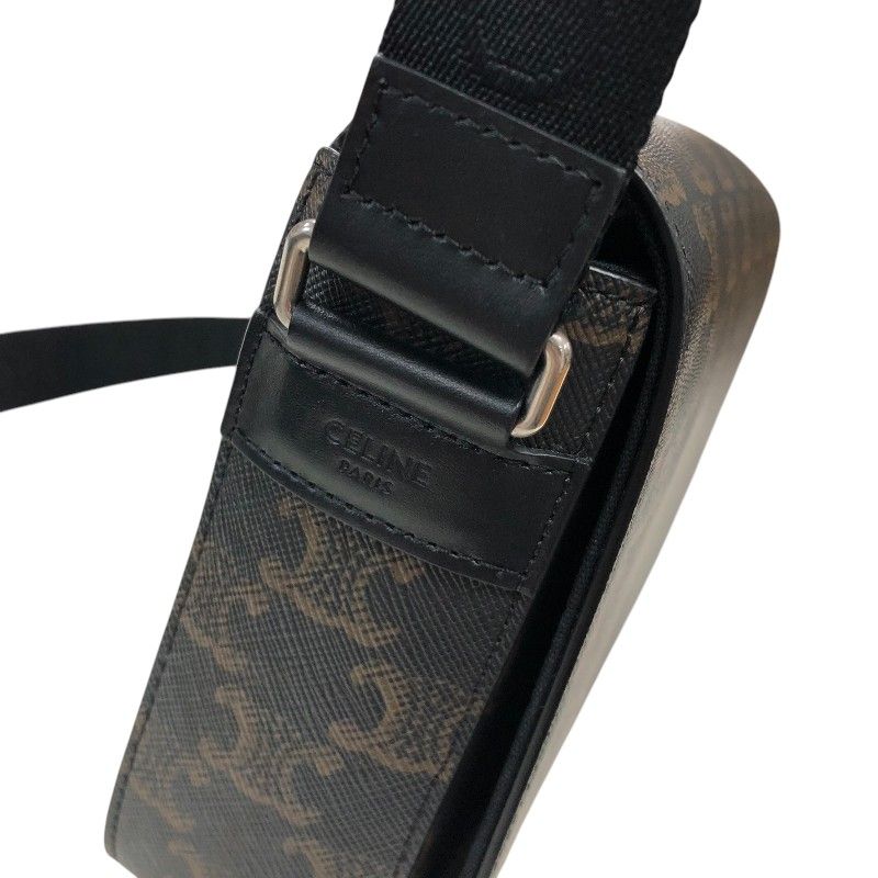 CELINE Flap Messenger Bag in Black Trionf Canvas & Leather