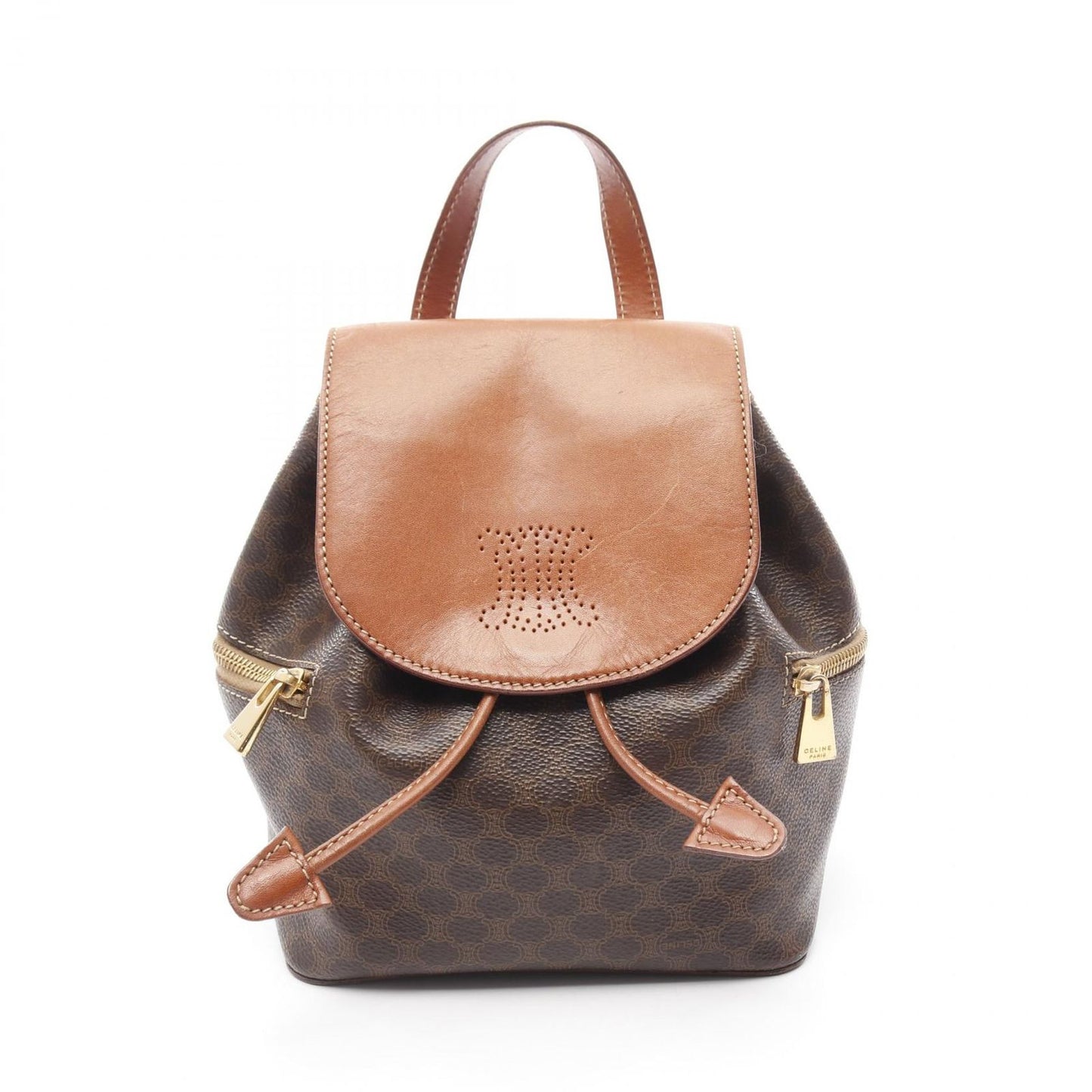 CELINE Macadam Brown Leather Backpack - Timeless Elegance