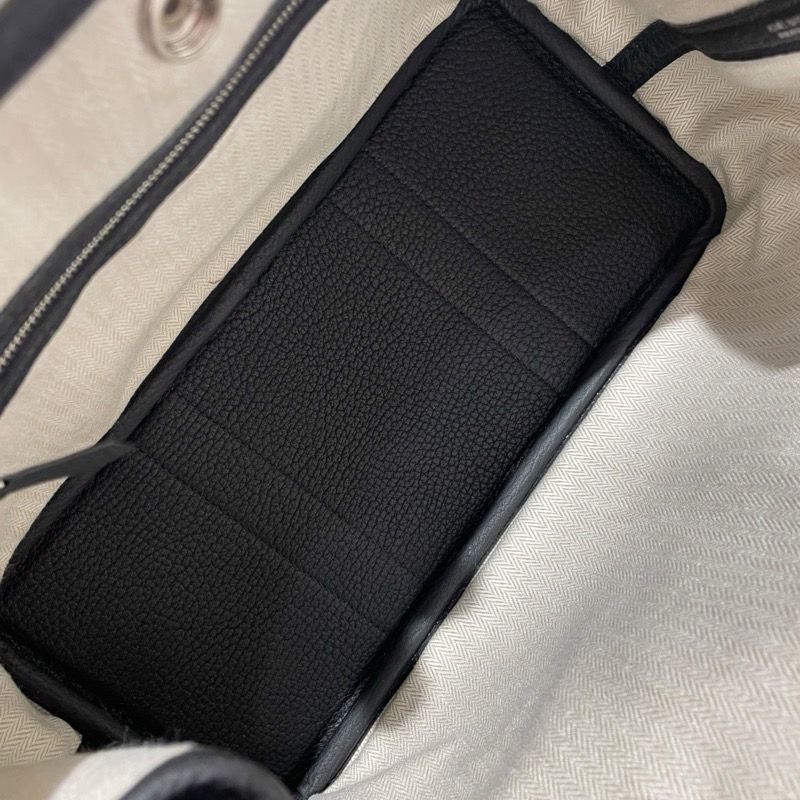 HERMES Garden Party TPM Black Negonda Tote Bag with Silver Hardware