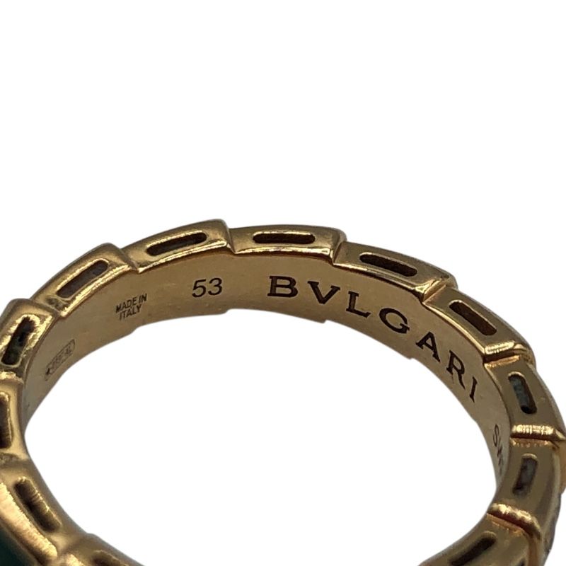 BVLGARI Serpenti Viper Ring K18PG with Diamonds & Malachite