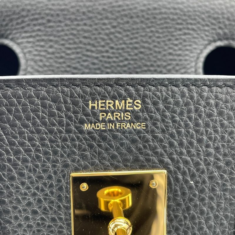 HERMES Birkin 30 D Stamp Black & Gold Hardware Handbag
