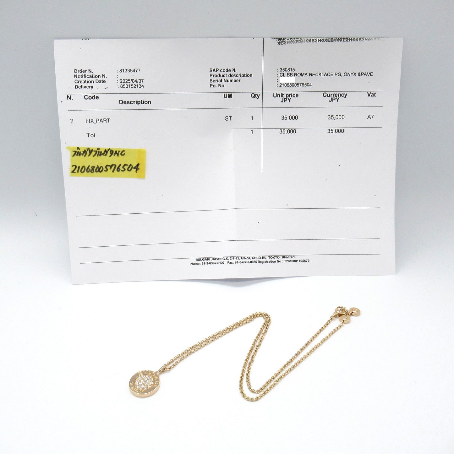 BVLGARI Bvlgari Necklace with Onyx and Diamonds in 18K Pink Gold