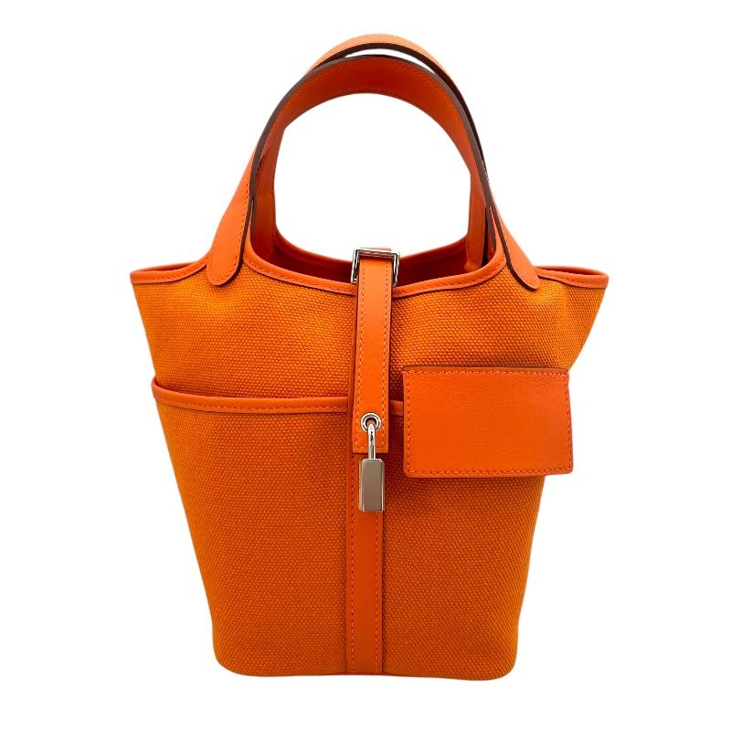 HERMES Picotin Lock PM Cargo Handbag - Orange with Silver Hardware