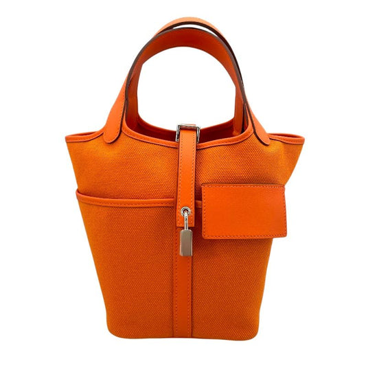 HERMES Picotin Lock PM Cargo Handbag - Orange with Silver Hardware