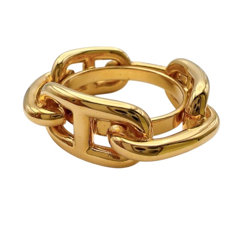 HERMES Rugade Scarf Ring - Exquisite Gold Metal Jewelry
