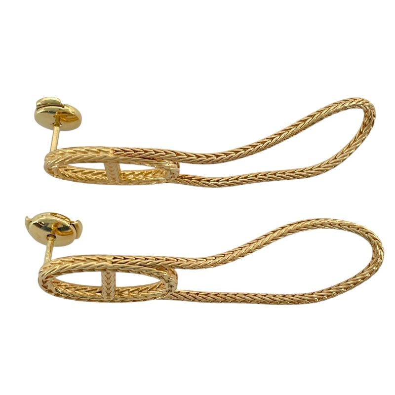 HERMES Chaine d'Ancre Earrings in K18 Pink Gold - Exquisite Luxury