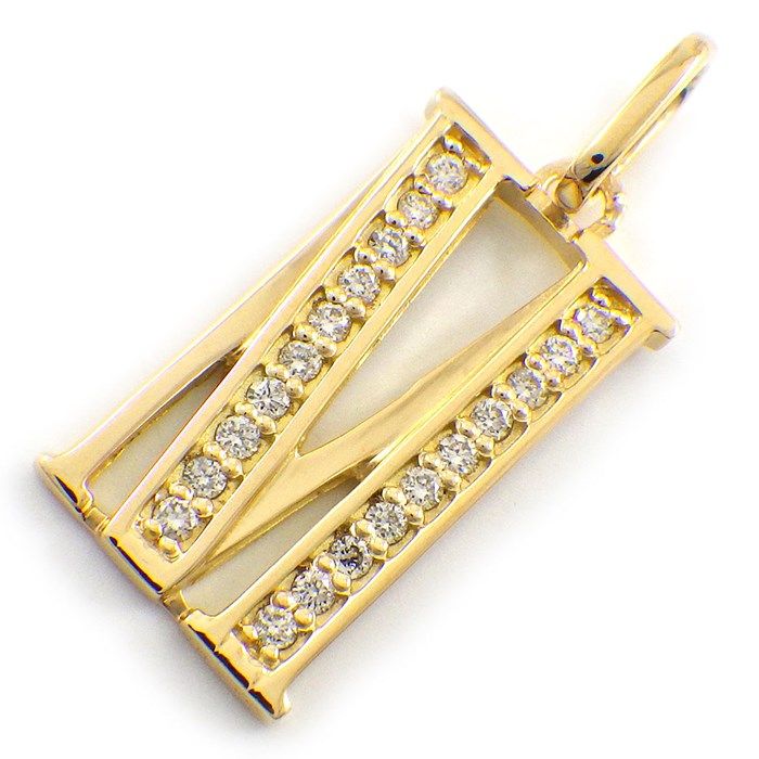 Exquisite Diamond Initial Pendant 'M' in 18K Yellow Gold